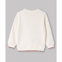 Pine Kids Cotton Mixes Knit Sweatshirt with Full Sleeves and West Coast College League Text Print - Off White