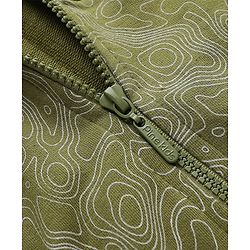 Pine Kids Cotton Mix Knit Full Sleeves Hooded Sweat Jacket with Text Print - Olive Green