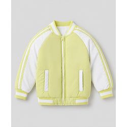 Pine Kids Woven Full Raglan Sleeves Bomber Jacket with Color Block Print - Limegreen