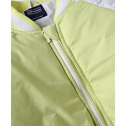 Pine Kids Woven Full Raglan Sleeves Bomber Jacket with Color Block Print - Limegreen