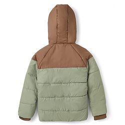 Pine Kids Woven Full Sleeves Hooded Padded Jacket - Olive Green