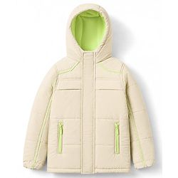 Pine Kids Woven Full Sleeves Hooded Padded Winter Jacket - Off White