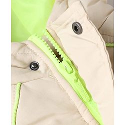 Pine Kids Woven Full Sleeves Hooded Padded Winter Jacket - Off White