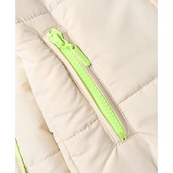 Pine Kids Woven Full Sleeves Hooded Padded Winter Jacket - Off White