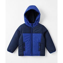Pine Kids Woven Hooded Padded Jackets with Full Sleeves in Navy Blue for 4-5 Years