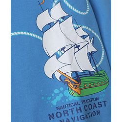 Pine Kids Cotton Mixes Knit Ful Sleeves Sweatshirts with Ship Print - Blue