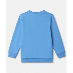 Pine Kids Cotton Mix Knit Full Sleeves Sweatshirt With Text Print - Blue