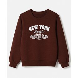Pine Kids 100% Cotton Knit Full Sleeves Text Printed Winter Wear Suit - Brown