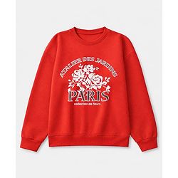 Pine Kids Looper Knit Full Sleeves Winter Wear Suit With Text Print - Red