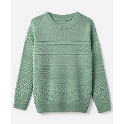 Pine Kids Knit Pullover with Full Sleeves in Green for 4-5 Years