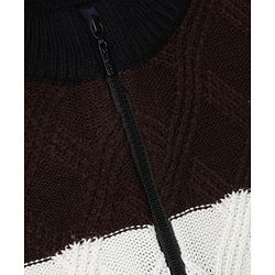 Pine Kids Cotton Blend Knit Front Open Sweater with Full Sleeves & Cable Knit Design - White