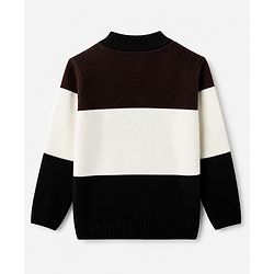 Pine Kids Cotton Blend Knit Front Open Sweater with Full Sleeves & Cable Knit Design - White