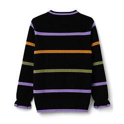 Pine Kids Knit Striped Full Sleeves Pullovers - Black