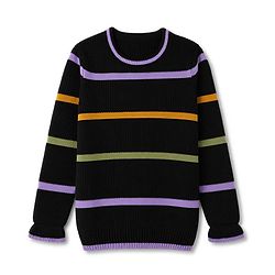 Pine Kids Knit Striped Full Sleeves Pullovers - Black