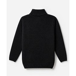 Pine Kids Knit Pullover with Full Sleeves and Cable Knit Design in Black