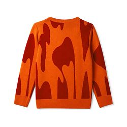 Pine Kids Knit Full Sleeves Text Printed Pullover Sweater - Neon Orange