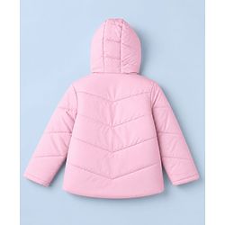 Pine Kids Woven Hoodie with Full Sleeves and 18 Applique in Light Pink
