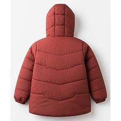 Pine Kids Woven Full Sleeves Hooded Padded Winter Jacket - Rust Orange