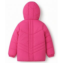 Pine Kids Woven Padded/Quilted/ Winter Jacket with Full Sleeves and 18 Applique in Dark Pink for 4-5 Years