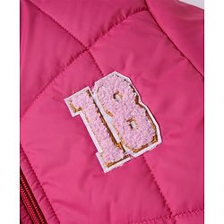 Pine Kids Woven Padded/Quilted/ Winter Jacket with Full Sleeves and 18 Applique in Dark Pink for 4-5 Years