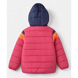 Pine Kids Woven Hoodie with Full Sleeves and Color Block in Pink Blue