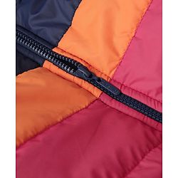 Pine Kids Woven Hoodie with Full Sleeves and Color Block in Pink Blue