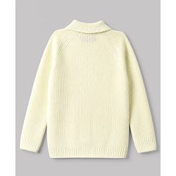 Pine Kids Knit Full Sleeves Front Open Sweater - Offwhite