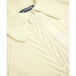 Pine Kids Knit Full Sleeves Front Open Sweater - Offwhite