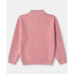 Pine Kids Cable Knit Front Open Sweater with Full Sleeves in Pink for 4-5 Years