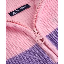 Pine Kids Knit Pullover with Full Sleeves & Striped Design - PInk