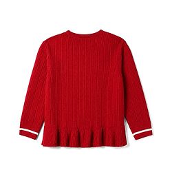 Pine Kids Knit Full Sleeves Pullover with Button & Frill Detailing - Red