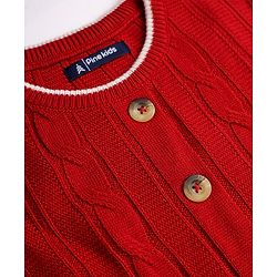 Pine Kids Knit Full Sleeves Pullover with Button & Frill Detailing - Red