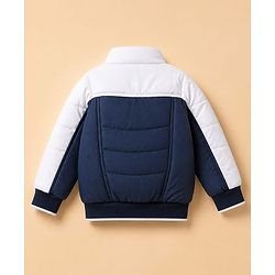 Pine Kids Woven Padded Winter Jacket with Full Sleeves in Navy Blue