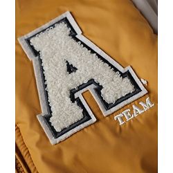 Pine Kids Woven Bomber Jacket with Full Sleeves and Varsity Applique in Yellow for 4-5 Years