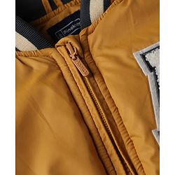 Pine Kids Woven Bomber Jacket with Full Sleeves and Varsity Applique in Yellow for 4-5 Years