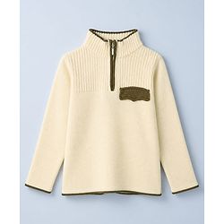 Pine Kids Knit Pullover with Full Sleeves in Offwhite for 4-5 Years