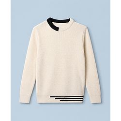 Pine Kids Knit Solid Pullover with Full Sleeves in Black