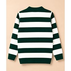 Pine Kids Knit Pullover with Full Sleeves and Striped Design in White