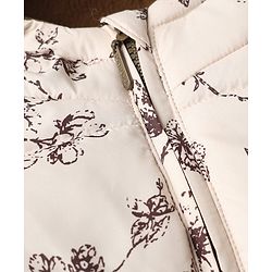 Pine Kids Woven Full Sleeves Hooded Paded Quilted Winter Jacket With Floral Print - OffWhite