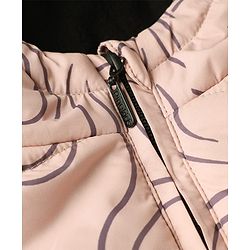 Pine Kids Woven Full Sleeves Hooded Paded Quilted Winter Jacket With Bow Print - Pink