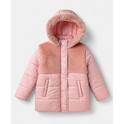 Pine Kids Full Sleeves Woven Padded/Quilted/ Winter Jacket in Pink