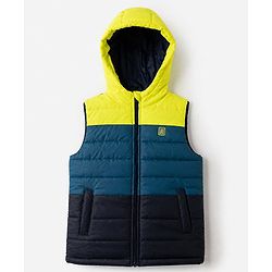 Pine Kids Woven Sleeveless Hooded Padded Winter Jacket - Navy Blue