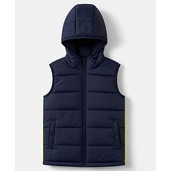 Pine Kids Woven Sleeveless Hooded Padded Winter Jacket - Light Yellow