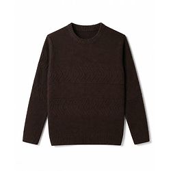 Pine Kids Knit Full Sleeves Solid Textured Pullovers - Brown