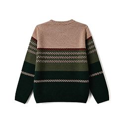 Pine Kids Knit Pullover with Full Sleeves and Striped Print in Green
