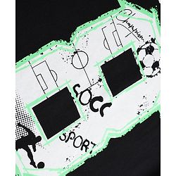 Pine Kids Cotton Knit Half Sleeves T-Shirt with Soccer Team Graphic - Black