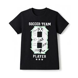 Pine Kids Cotton Knit Half Sleeves T-Shirt with Soccer Team Graphic - Black