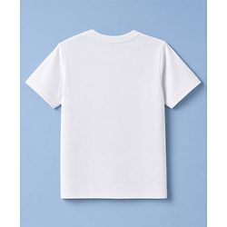 Pine Kids Cotton Knit Half Sleeves T-Shirt with Mountain Landscape Print - White