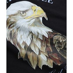 Pine Kids Cotton Knit T-Shirt with Half Sleeves and Alaskan Eagle Text & Eagle Print - Black