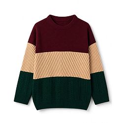 Pine Kids Knit Full Sleeves Pullovers With Cable KNit Design - Maroon